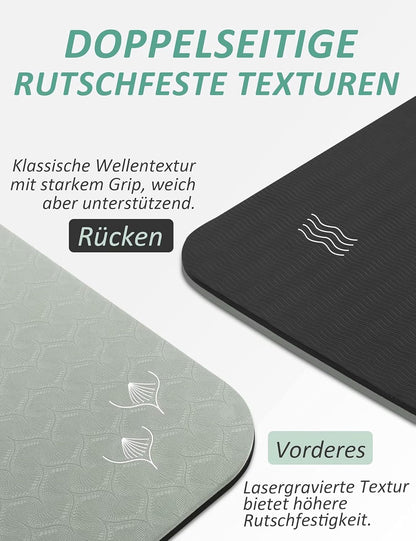 Yoga Mat with Strap, 1/3 Inch Extra Thick Yoga Mat Double-Sided Non Slip, Professional TPE Yoga Mats for Women Men, Workout Mat for Yoga, Pilates and Floor Exercises