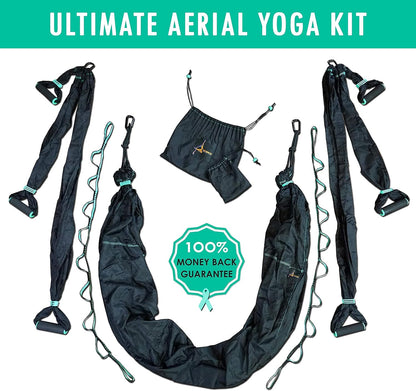 Premium Aerial Hammock anti Gravity Yoga Swing Kit - Acrobat Flying Sling Set for Indoor and Outdoor Inversion Therapy